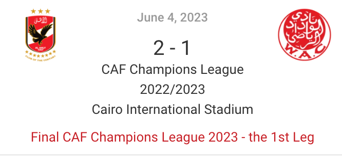 ← Final CAF Champions League 2023 - the 1st Leg Final CAF Champions League 2023 - the 1st Leg